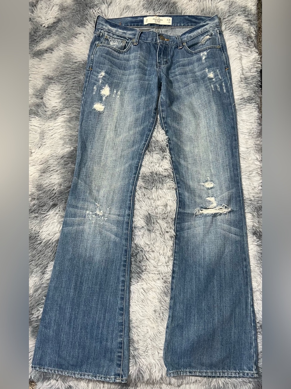 Abercrombie & Fitch Women's Madison Jeans - Distressed Low Rise Bootcut 2R